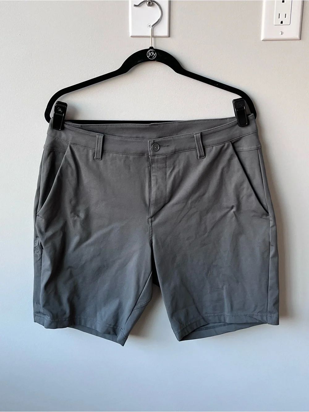 BYLT Premium Basics Everyday Chino Shorts 9”Men Size 36 Gray Flat Front Pockets